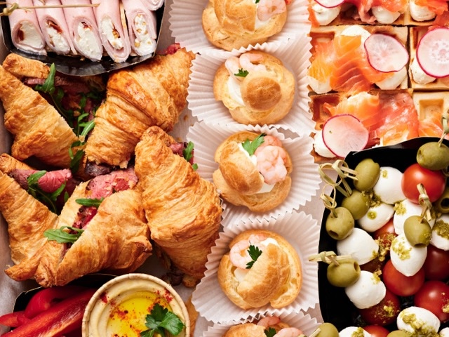 Sandwhiches and finger food, overhead shot